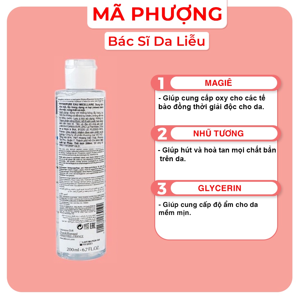 [CHÍNH HÃNG] Tẩy trang nhạy cảm SVR Physiopure Eau Micellaire