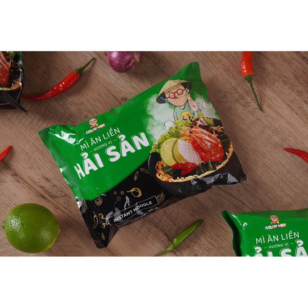 Mì Gói Hải Sản Color Man  từ khoai tây, bột gia vị hải sản thanh đạm với sợi mì dai ngon tròn vị | BigBuy360 - bigbuy360.vn