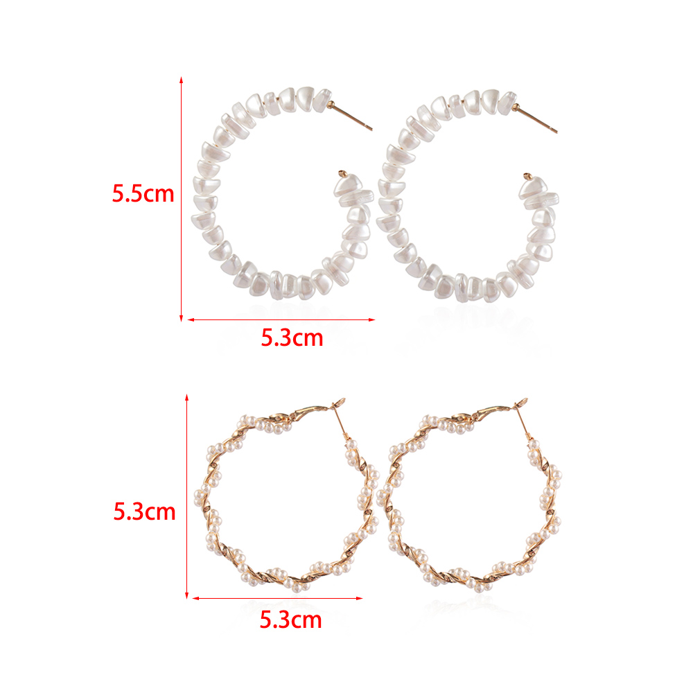 (Hàng Mới Về) Đôi Khuyên Tai Nữ Hình Tròn Lớn Đính Ngọc Trai Xinh Xắn