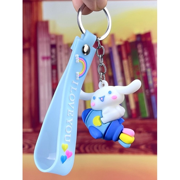 Móc khoá Thỏ Cinnamorol du hành vũ trụ dùng treo Balô, chia khoá xe tiện lợi