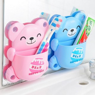 Set 2 hình thú bằng nhựa có hút chân không để bàn chải và kem đánh răng - màu ngẫu nhiên
