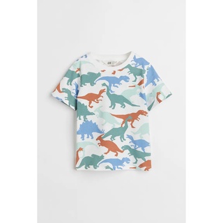 Áo thun khủng long trắng HM Size 2-4y