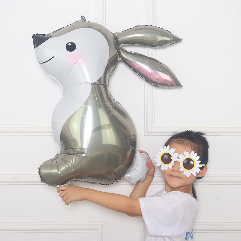 Bong Bóng Lá Nhôm Hình Thỏ Hoạt Hình 80CM Trang Trí Tiệc Sinh Nhật Cho Bé