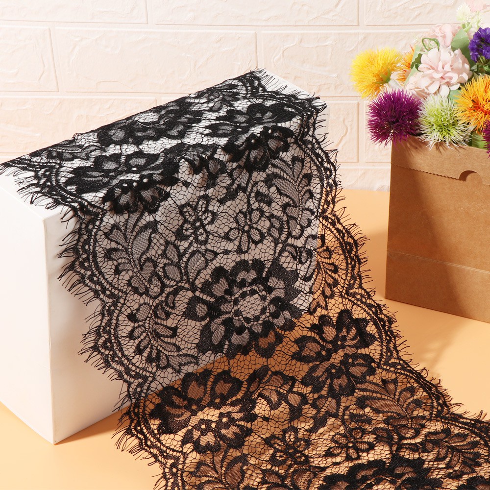 MIOSHOP Beautiful Embroidery Lace Trim White Black Sewing Accessories Women Vest Fabrics Clothing Home Decoration 300CM DIY Craft Fabric Mesh Lace/Multicolor