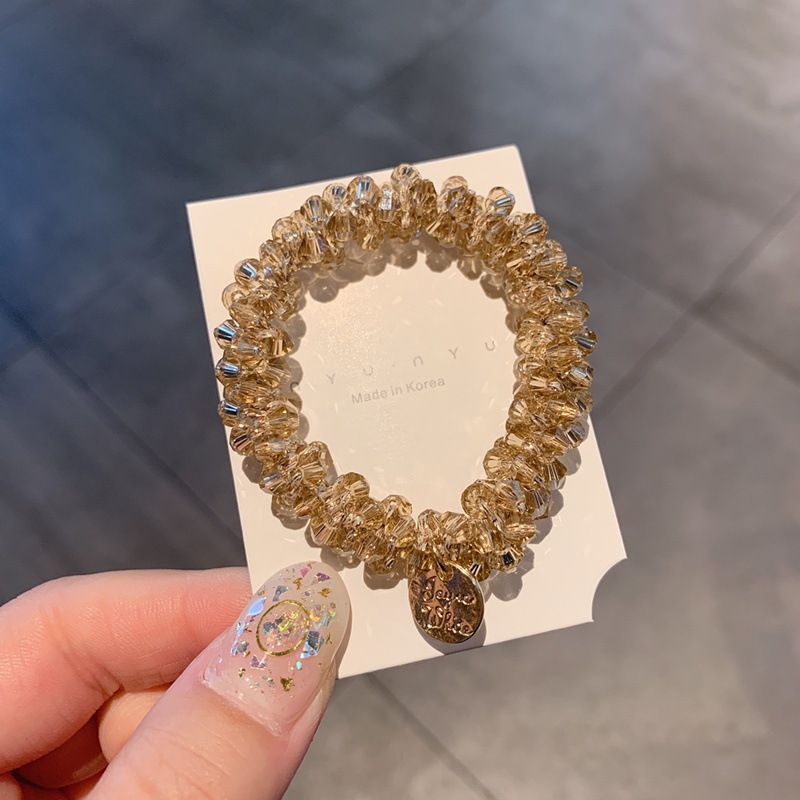 Dây buộc tóc đính đá pha lê đơn giản phong cách Hàn Quốc cho nữ