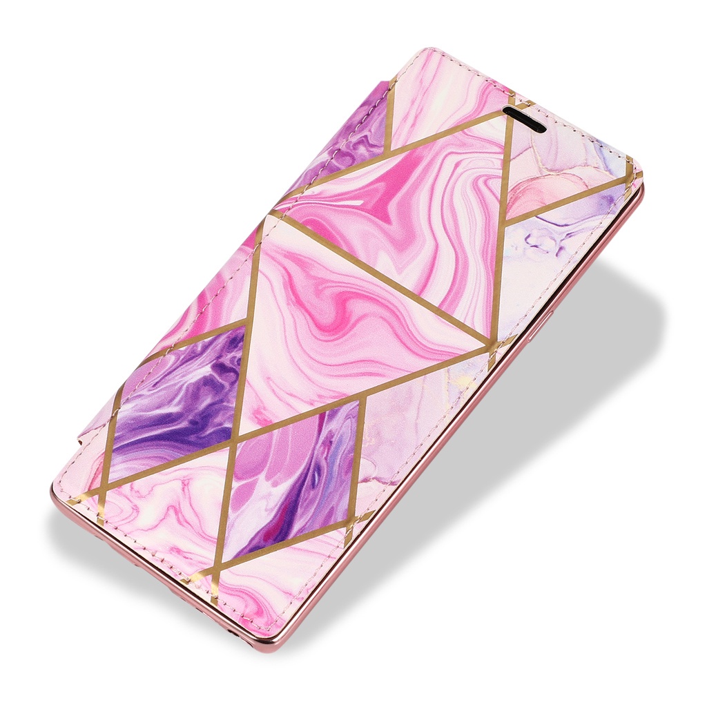 Bao da điện thoại PU nắp lật vân đá cẩm thạch có ngăn thẻ cho Samsung Galaxy S10 S9 S8 Plus S10+ S9+ S8+ S10E Note 9 8