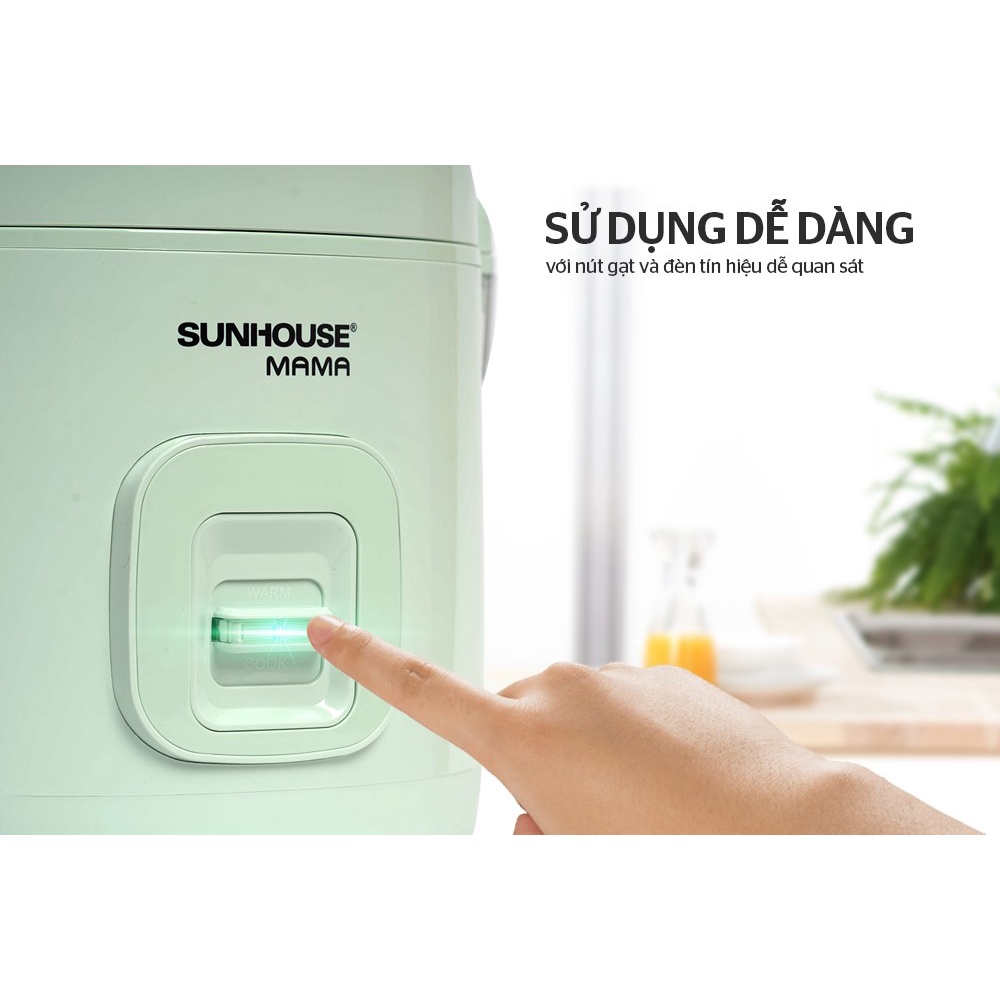 NỒI CƠM ĐIỆN SUNHOUSE MAMA SHD8665B , dung tích 1.8L , nấu nhanh hơn, cơm chín đều , an toàn cho sức khỏe