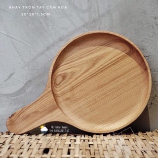 Khay gỗ piza tần bì tay cầm