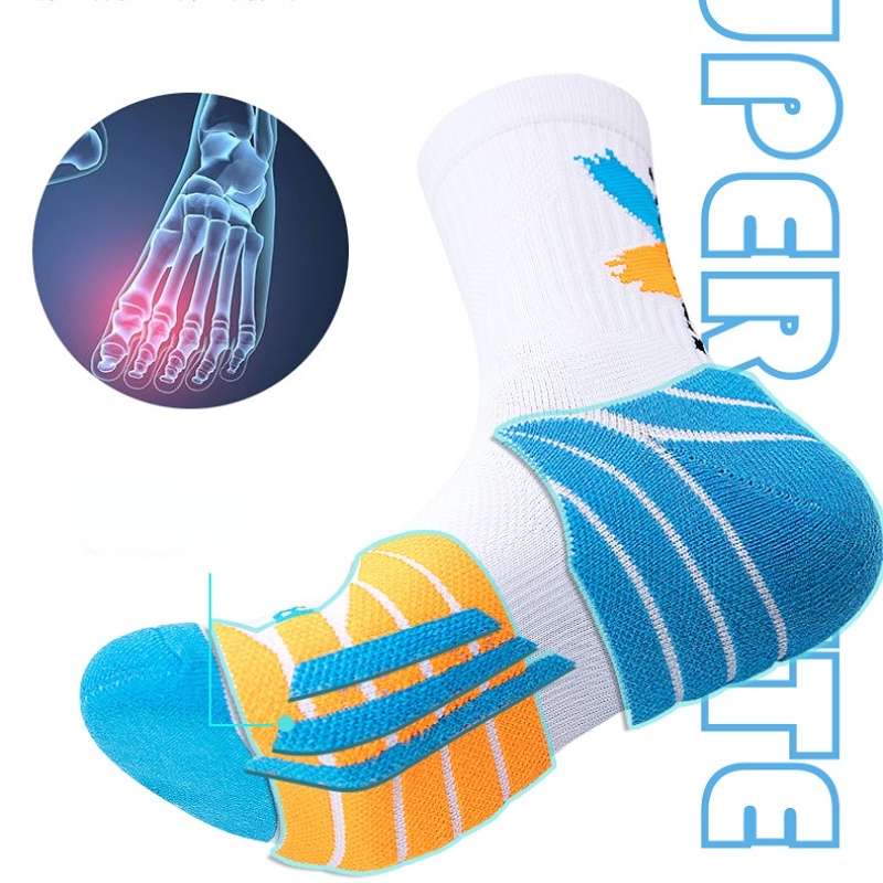 Vớ thể thao cổ cao chất liệu dày thấm hút màu sắc tương phản thời trang cho nam