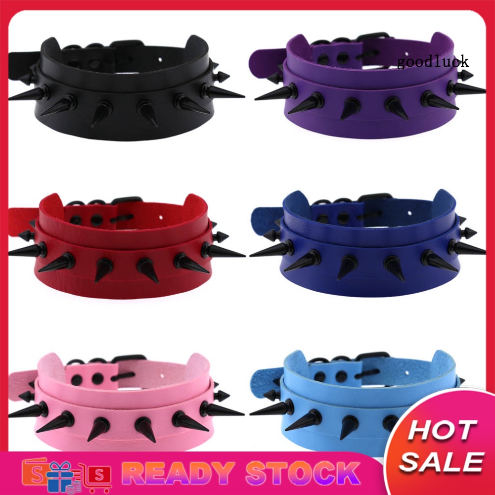 Vòng Cổ Da Đính Đinh Tán Phong Cách Punk Cá Tính