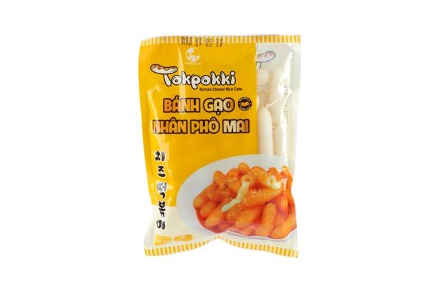 TOKBOKKI NHÂN PHÔ MAI LẮC PHÔ MAI HÀN QUỐC (500G BÁNH GẠO NHÂN PHÔ MAI, 100G BỘT PHÔ MAI)