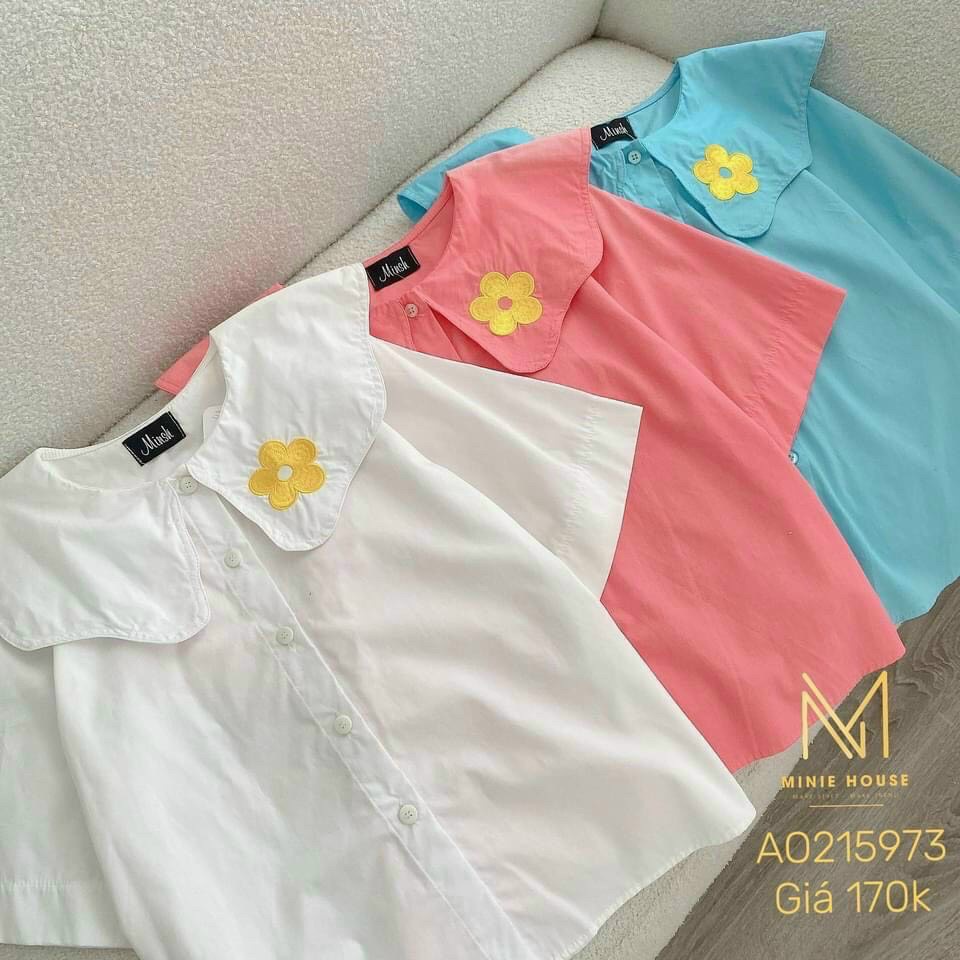 Áo Sơ Mi Cổ Sen Thêu Hoa Trên Cổ Tay Ngắn | Smide Clothing