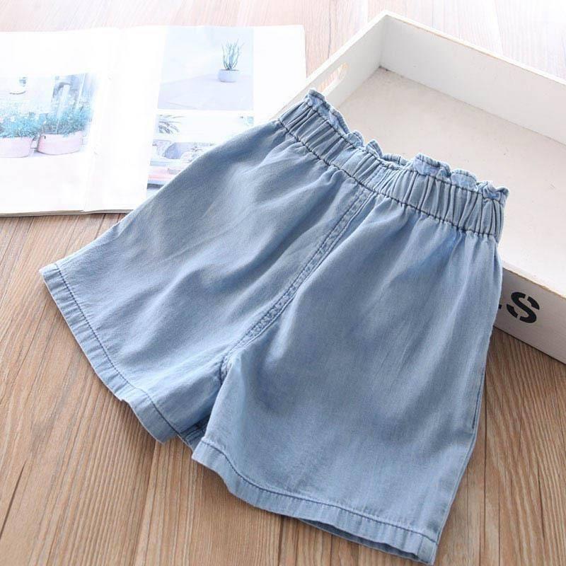 Giết trong giây giới hạn Quần short denim dáng rộng thời trang mùa hè phong cách phương Tây thoải mái cho bé gái