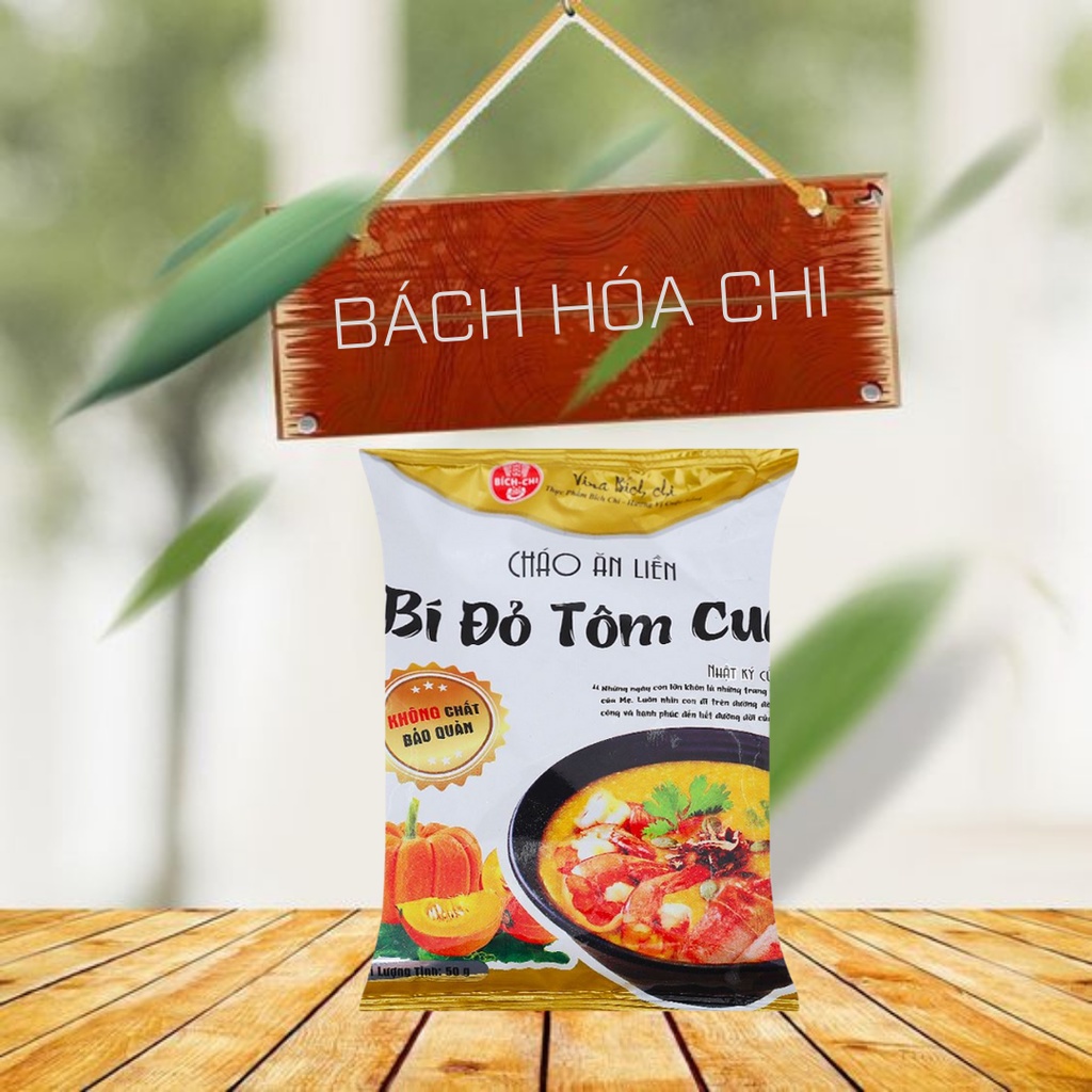 Thùng 50 gói cháo bí đỏ tôm cua Vina Bích Chi 50g