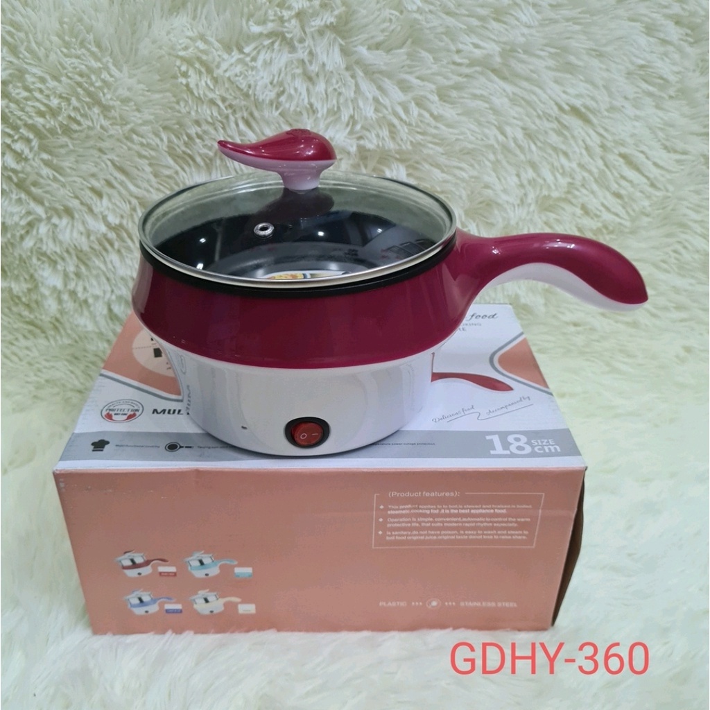 Ca nấu mì , nồi lẩu điện siêu tốc  mini 2 tầng size 18cm , tặng kèm vỉ hấp inox .