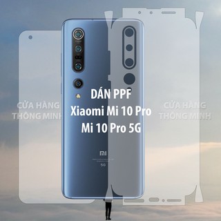 Tấm dán Xiaomi Mi 10 Pro/Mi 10 Pro 5G dán PPF mặt trước, dán mặt sau, dán màn hình, dán mặt lưng Full viền chuẩn