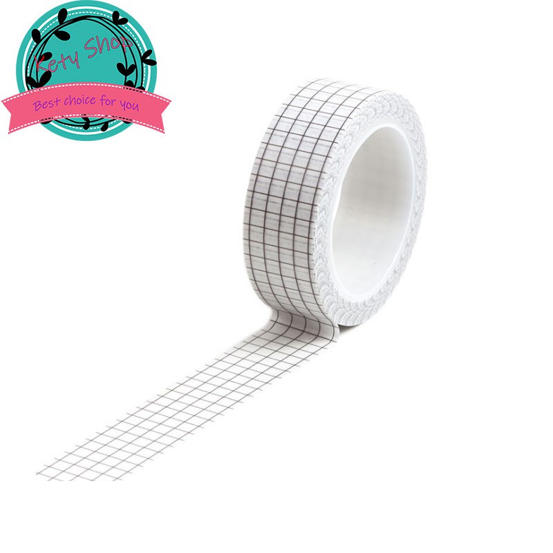 [ẢNH THẬT] Cuộn washi tape caro phong cách Nhật Bản dài 10m