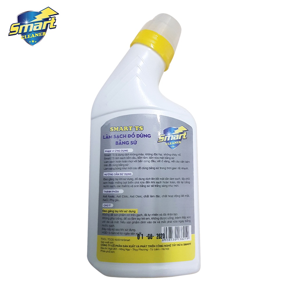 Combo 2 chai nước tẩy rửa làm trắng đồ sứ SMART TS không hỏng men 300/500ml