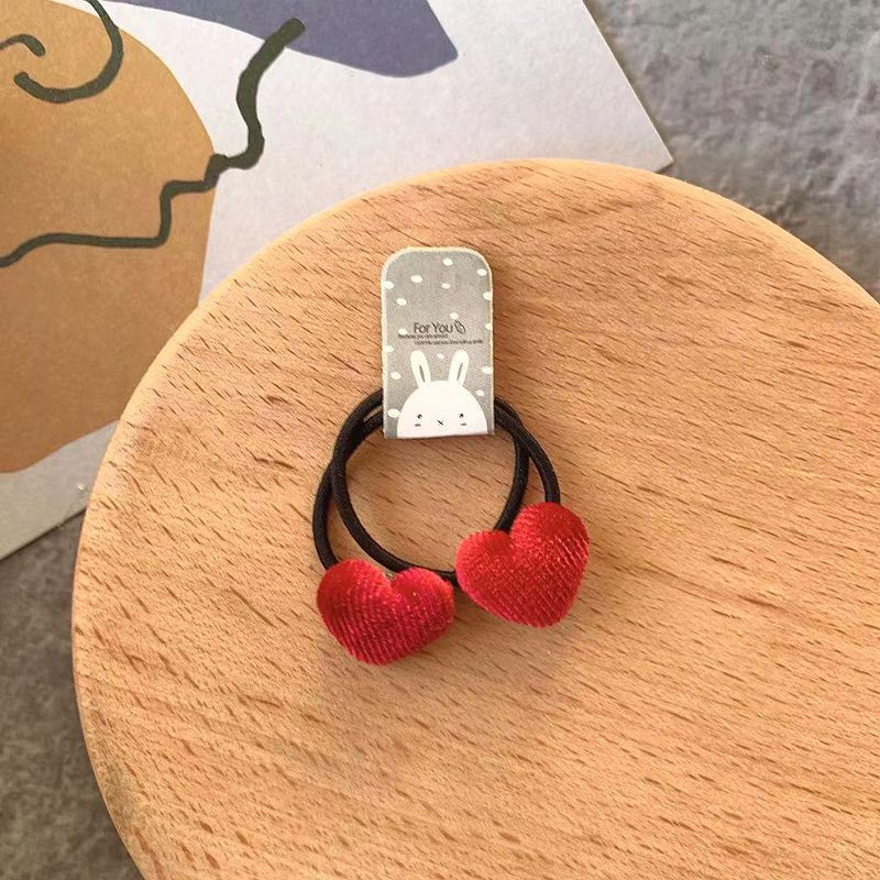 Set 2 dây thun cột tóc đính mặt hình học đa dạng bằng nhung cho bé gái