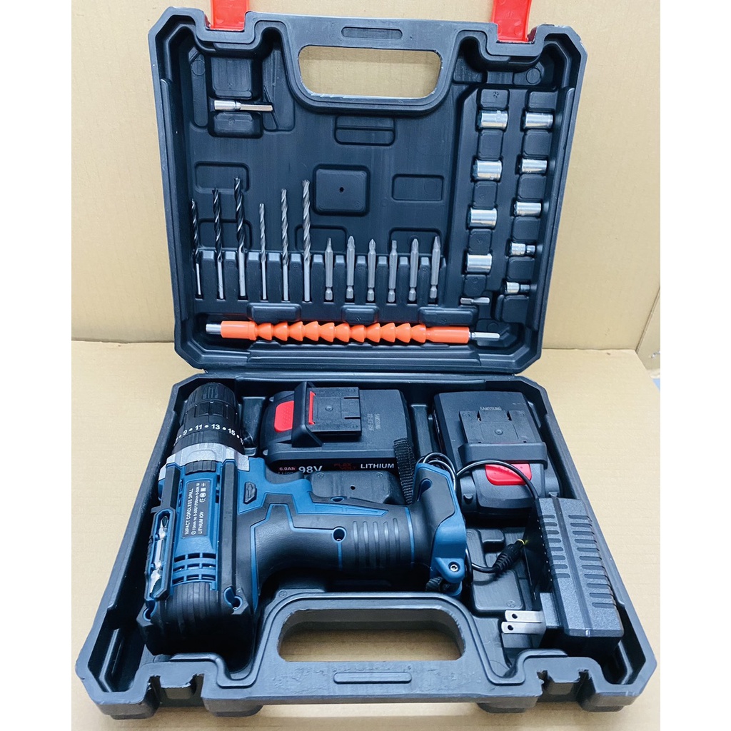 Máy khoan pin 98V BOSCH 3 chức năng có búa - Chuyên Khoan tường, Khoan sắt, Khoan gỗ, Bắt vít