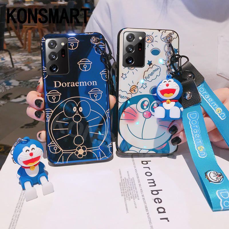 Ốp Điện Thoại In Hình Doraemon Dễ Thương Có Dây Đeo Tay + Giá Đỡ + Dây Đeo Cổ 2020 Cho Samsung Galaxy Note 20 Ultra 5G Note20