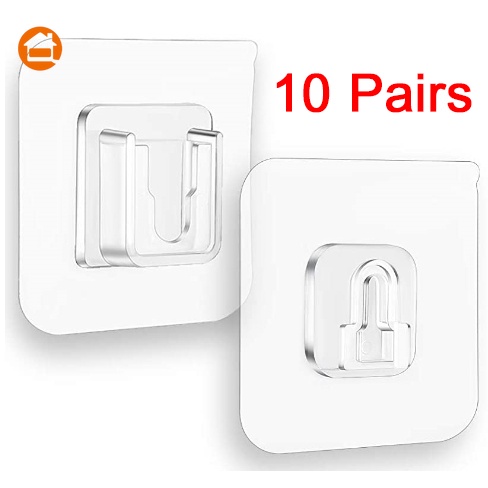 10pcs Móc Lưu Trữ Treo Tường Hai Mặt đa Năng / Keo Dính Chống Thấm Nước Phòng Tắm Và Nhà Bếp đa Chức Năng Không Có Lỗ đóng đinh