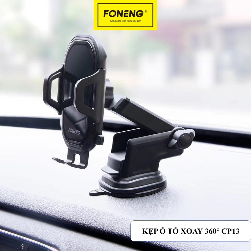 Giá Đỡ Điện Thoại Trên Ô Tô FONENG CP13 Gắn Taplo, Hút Chân Không Dán Kính Xe Hơi Xoay 360 Độ