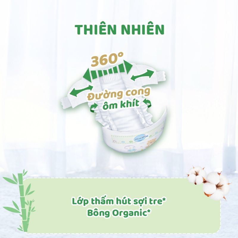 Tã dán sơ sinh thiên nhiên Molfix XS72+8 miếng