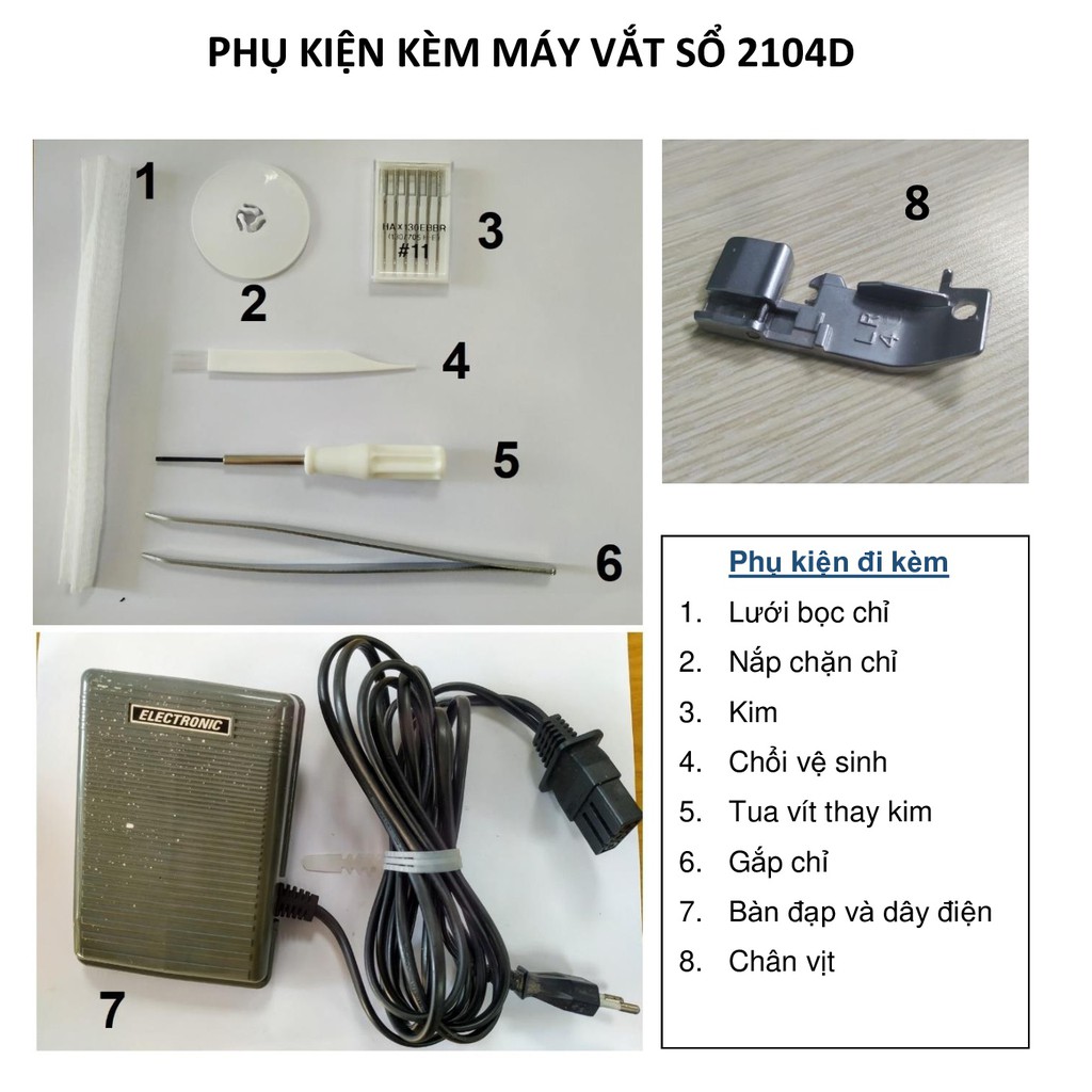 Máy vắt sổ gia đình Brother 2104D, may chập, cuốn biên