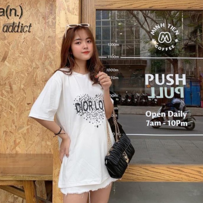 Áo thun nữ - áo phông nam đính đá chất liệu vải cotton co giãn 4 chiều mềm mịn from rộng dior | BigBuy360 - bigbuy360.vn