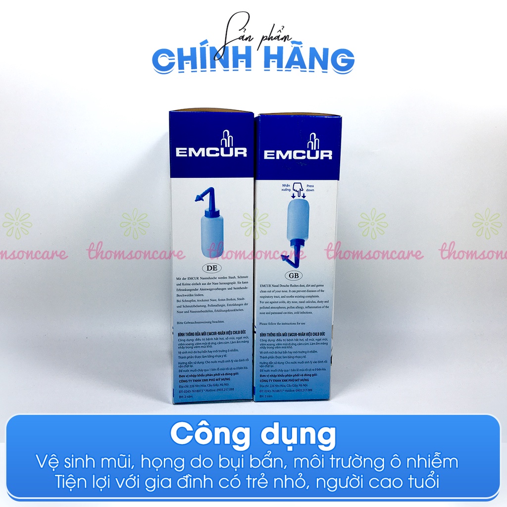 Bình rửa mũi Emcur vệ sinh thông mũi xoang, công nghệ Đức dùng được cho cả trẻ em và người lớn