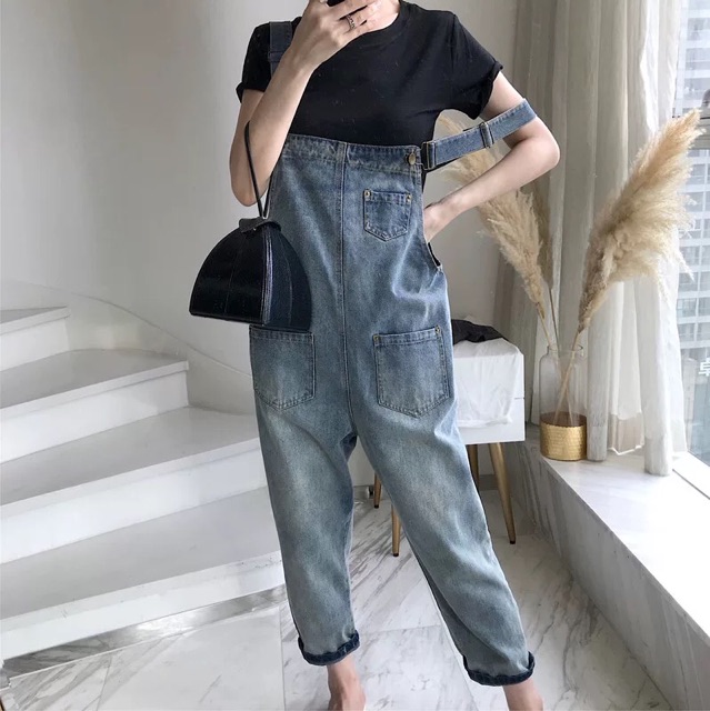 (Order-ảnh thật) bigsize Yếm jeans dáng thụng hot hit 2019