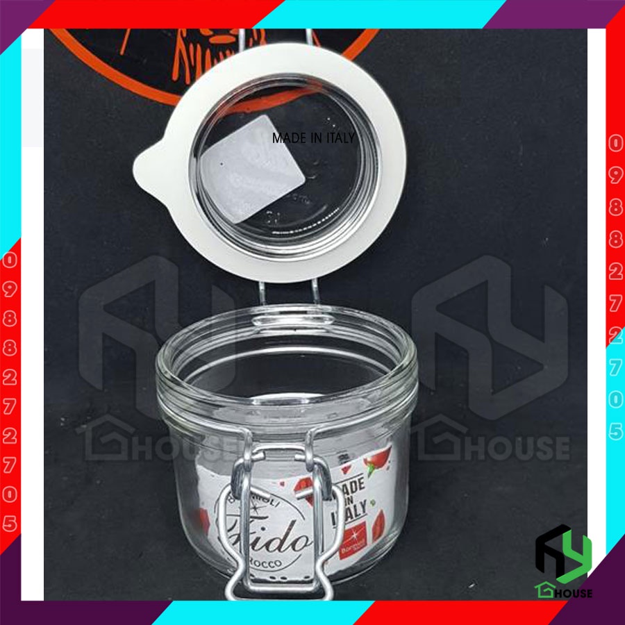 ITALY-Hũ thủy tinh nắp cài FIDO - Bormioli Rocco - 200ml - Siêu kín hơi - Glass jar with airtight lid