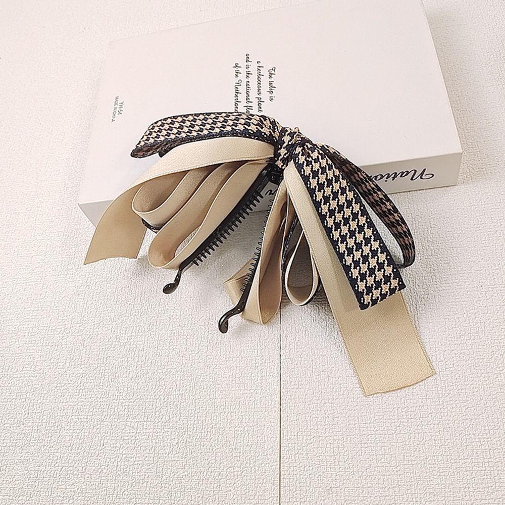 Kẹp Tóc Đính Nơ Họa Tiết Houndstooth Thời Trang Cho Nữ