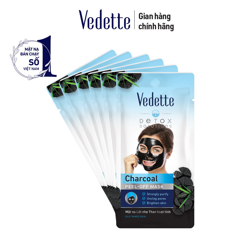 Combo 6 Mặt Nạ Lột Nhẹ Than Đen Hoạt Tính Vedette 12ml x 6