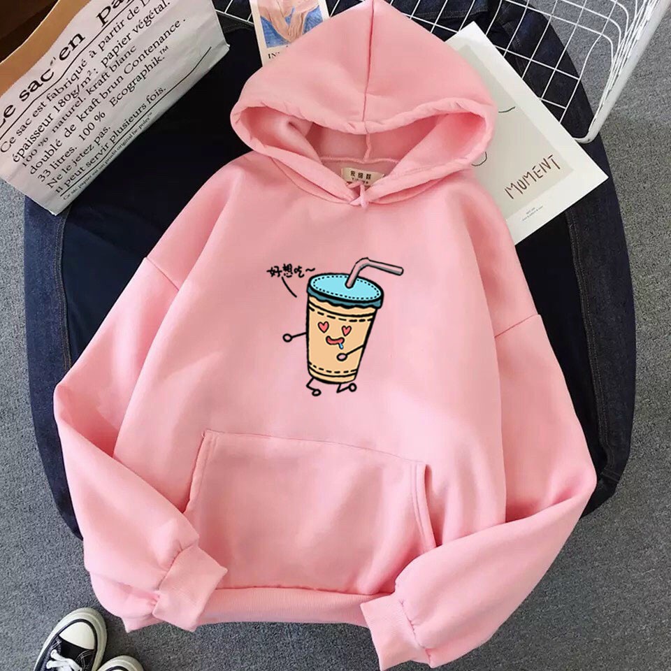 Áo hoodie nam nữ nỉ ngoại in hình Ly Trà Sữa, chất nỉ dày dặn, nón 2 lớp, hợp làm áo cặp William - DS104