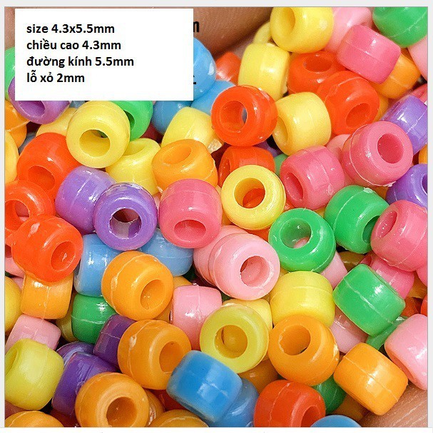 (p117-47-48-49-50-51) 10-50gam hạt nhựa hình trụ lỗ xỏ lớn nhiều size