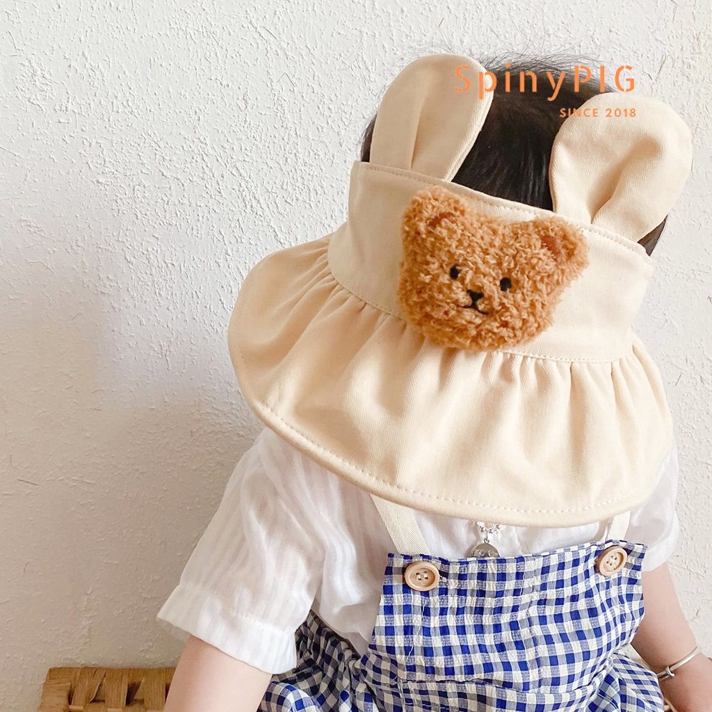 Mũ tai thỏ che nắng cho bé 0-3 tuổi style Hàn Quốc hoạ tiết gấu cực xinh