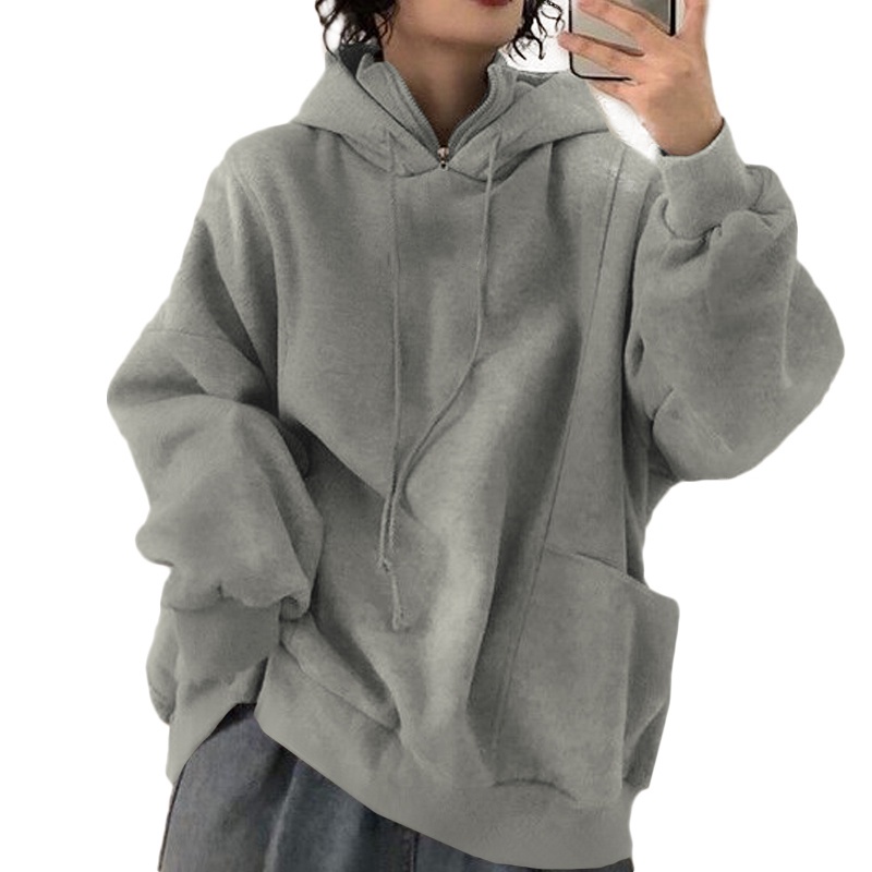 Áo hoodie ZANZEA dáng rộng tay dài kiểu chui đầu phong cách đồng phục Hàn Quốc thời trang nữ