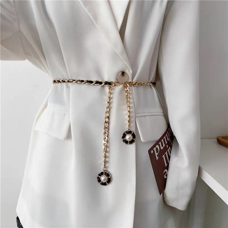 Dây xích hoa mix da 3 màu thắt váy cực sang chảnh dành cho bạn nữ