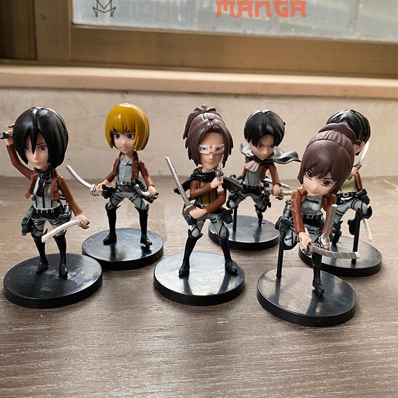 Mô hình chibi 6 nhân vật Attack on titan Đại chiến titan Levi Jean Historia Annie Sasha Armin Erwin Eren Yeager Mikasa