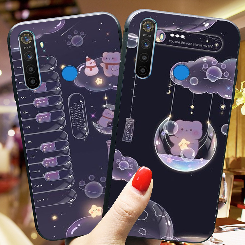 Ốp lưng điện thoại oppo realme 5 / 5 pro / c3 bộ gấu tím may mắn