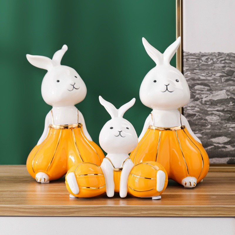 Tượng gốm sứ trang trí decor nhà cửa hình thỏ, voi ( nhiều mẫu)