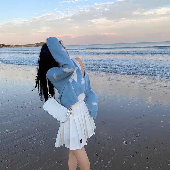 QADCOL Set áo cardigan ngắn + áo sweater 2 dây dệt kim mềm mại thanh lịch cho nữ (có bán lẻ)