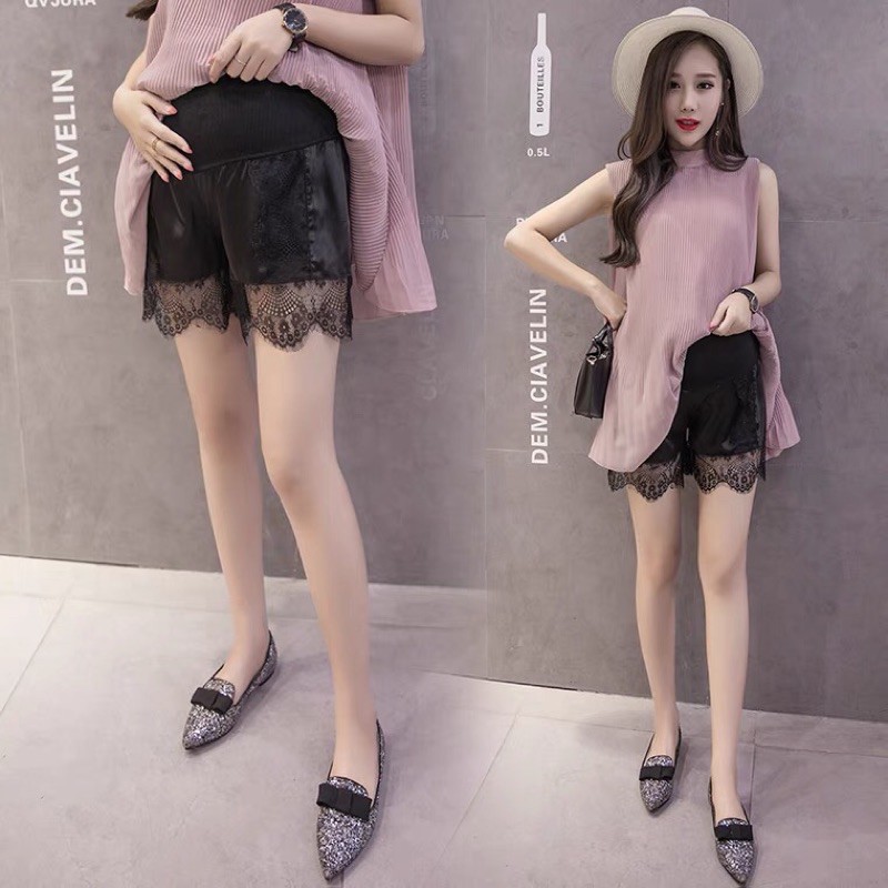 quần sóc lụa mềm mại cho bà bầu (ảnh thật)có sẵn hàng