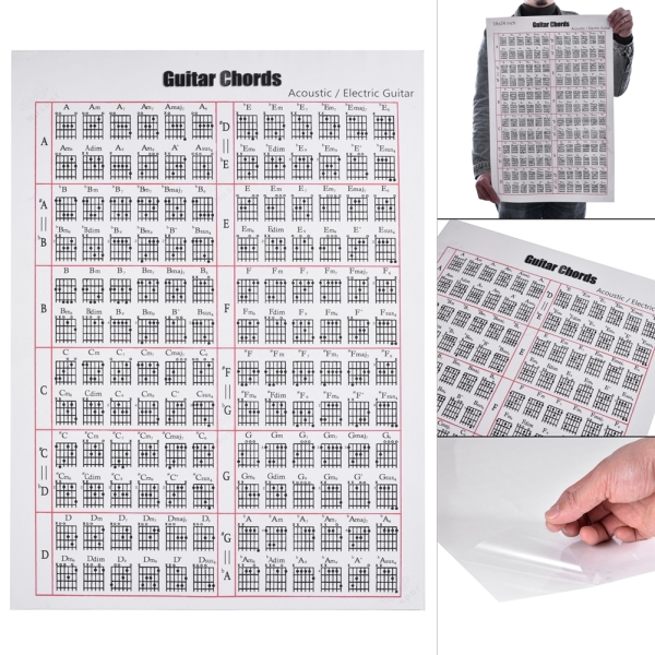 Acoustic / Electric Guitar Chord & Scale Chart Poster Tool Lessons Music Learning Aid Reference Tabs Chart