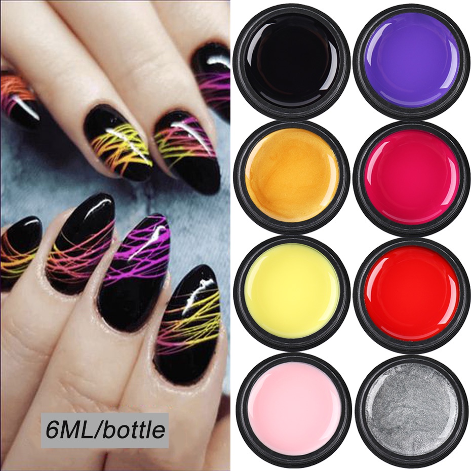 Set 2 Lọ Gel UV Sơn Móng Tay Hình Lưới Nhện Màu Trắng Đen Sáng Tạo