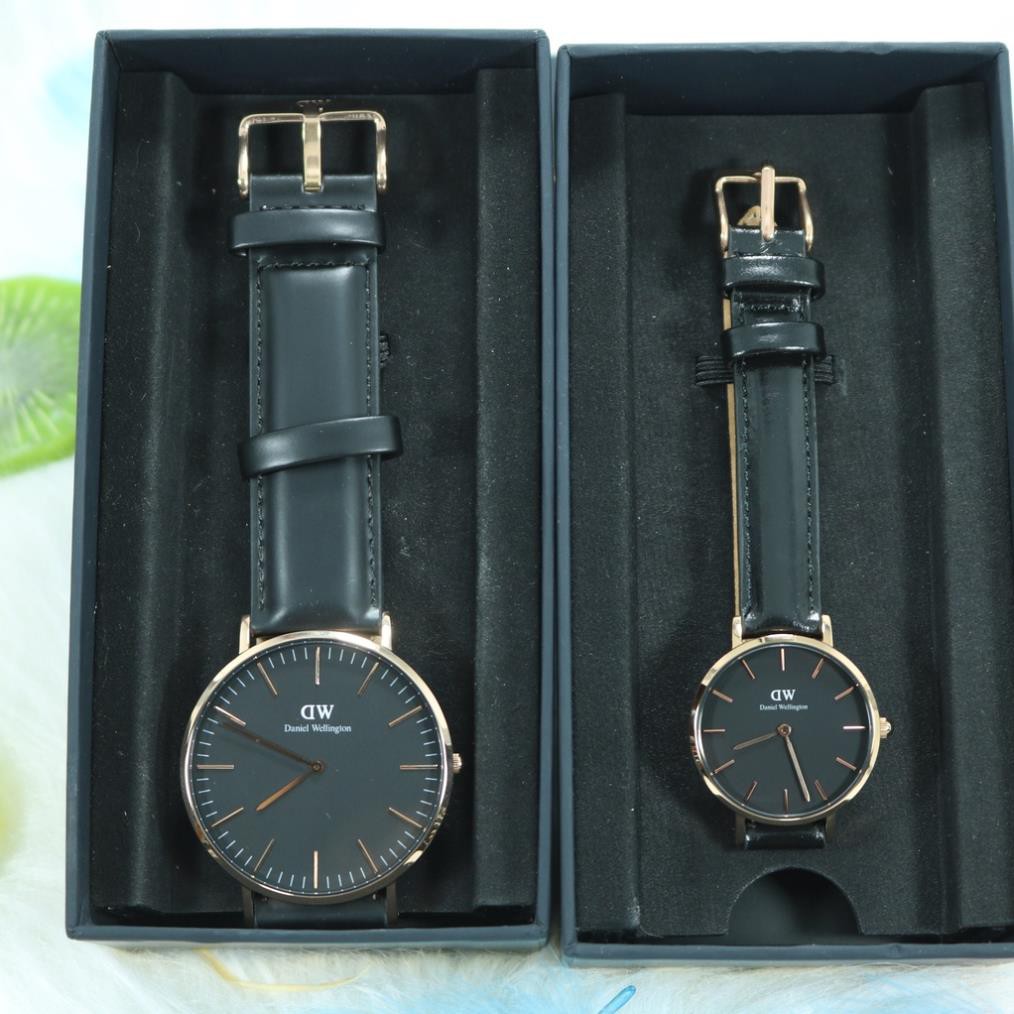 Đồng Hồ Nam DW Daniel Wellington Dây Da Classic Black Sheffield - Viền Vàng (Size 40mm & 36mm)