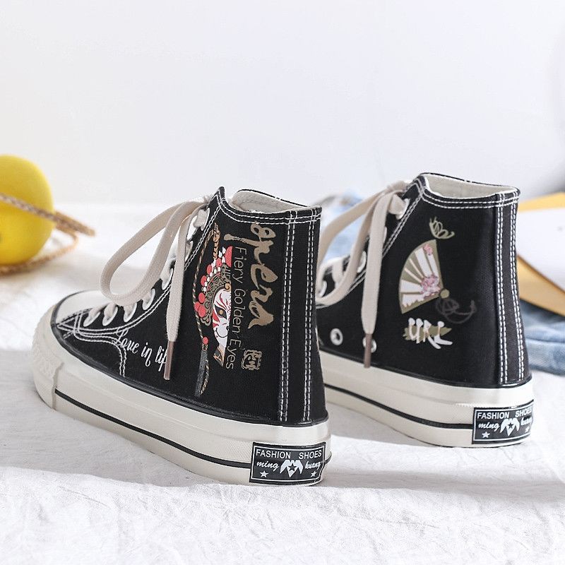 Giày Vải Canvas Cổ Cao In Họa Tiết Graffiti Kiểu Retro Thời Trang Mùa Thu 2020 Cho Học Sinh | BigBuy360 - bigbuy360.vn
