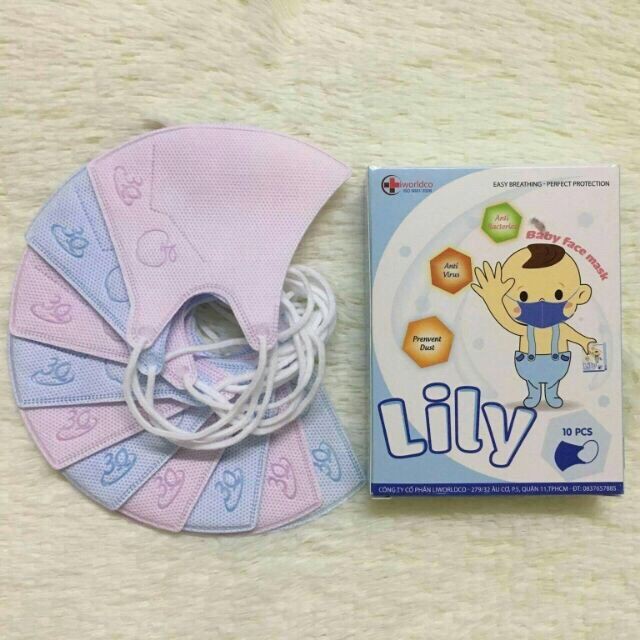 Khẩu trang y tế Lily cho bé hộp 10 cái như hình kháng khuẩn KT03 | BigBuy360 - bigbuy360.vn